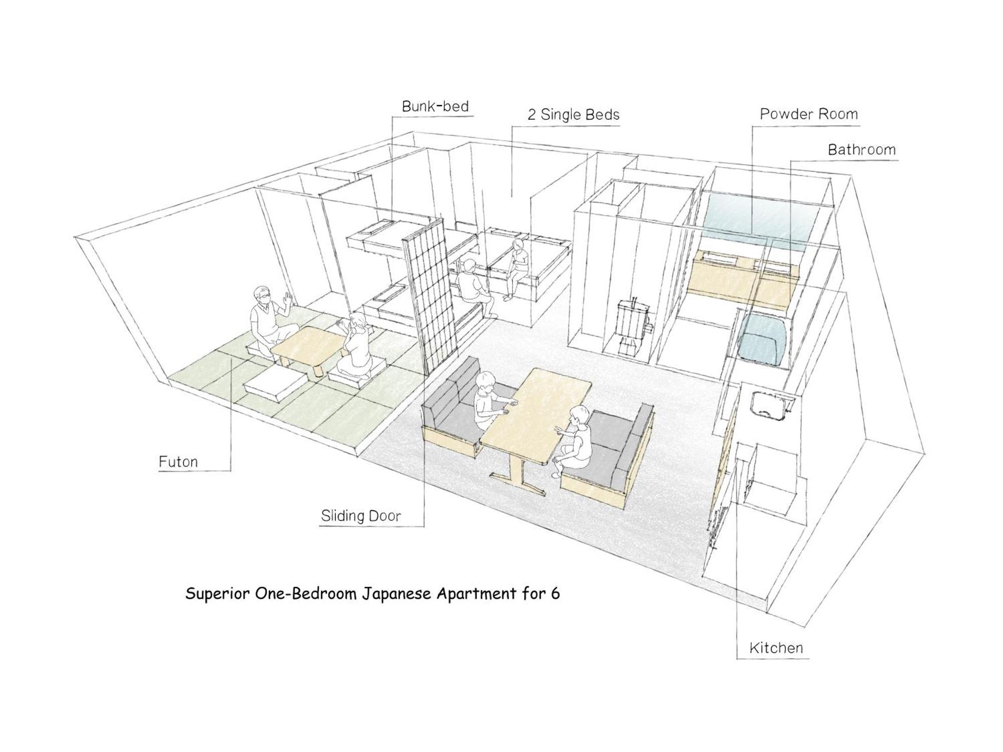 Superior One-Bedroom Japanese Apartment For 6